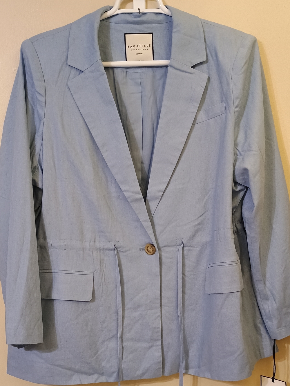 NWTS Bagatelle Chambray Blue Drawstring Waist Blazer Jacket Size 2X